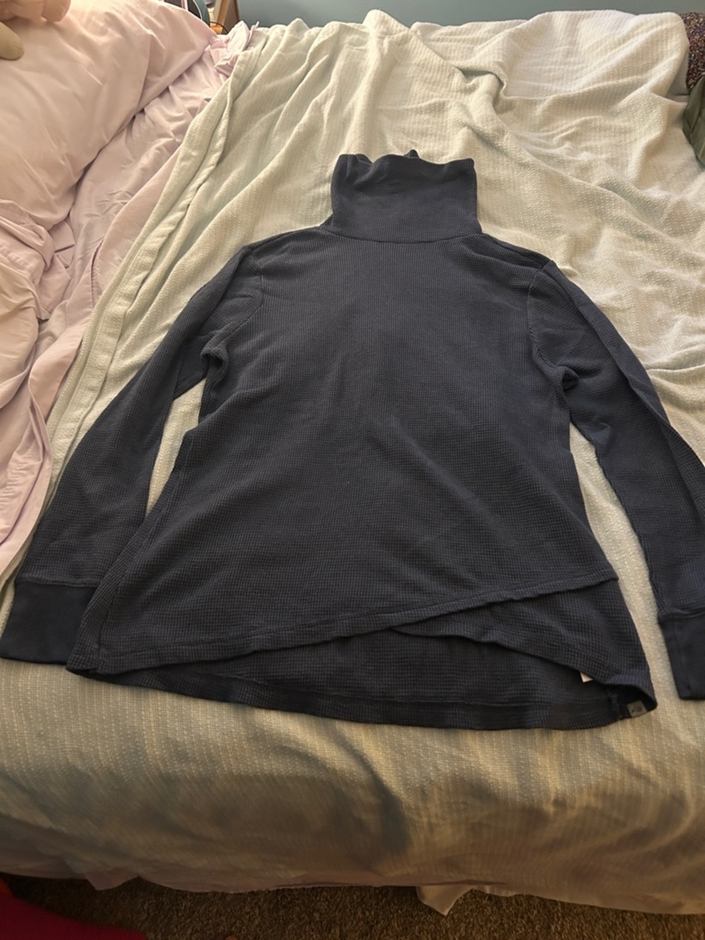 Eddie Bauer Navy Waffle Knit Turtleneck